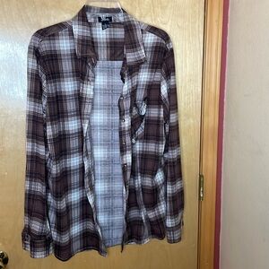 Justify XL brown plaid button up shirt